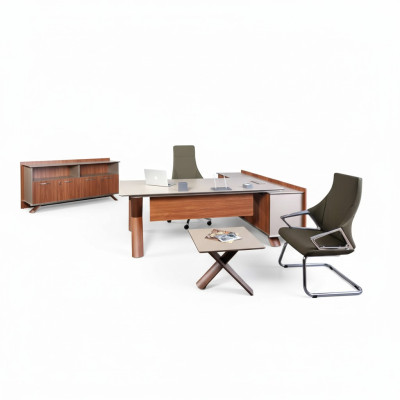 Muebles de madera, mesa de trabajo, escritorio en esquina, muebles de oficina, cómoda, mesa de centro, moderno.