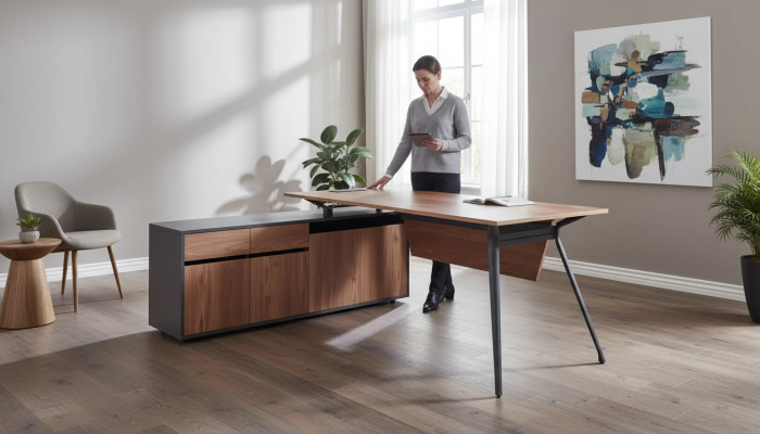 Mueble de madera escritorio de esquina mesa de trabajo
