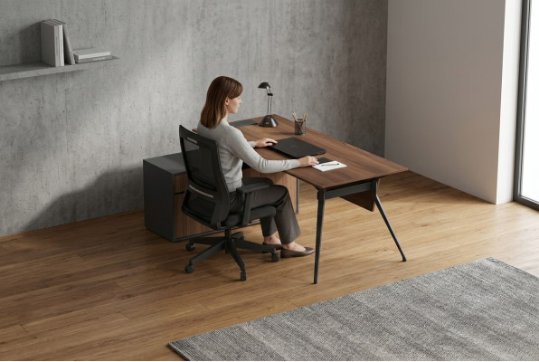 Escritorio de oficina conjunto mesa decoración moderna marrón nuevo