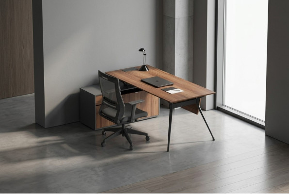 Escritorio de oficina conjunto mesa decoración moderna marrón nuevo