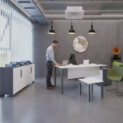 Muebles de oficina de madera, escritorio, aparador, mesa de centro, mobiliario de oficina moderno.