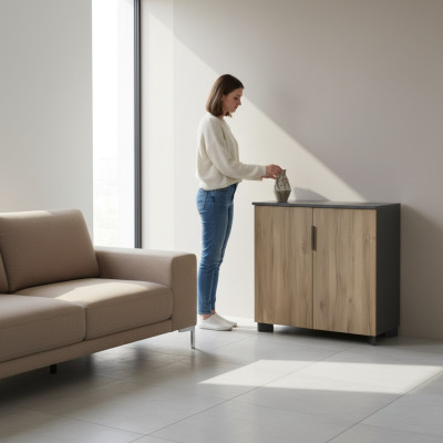 Mueble para oficina de lujo color marrón de madera estilo diseñador Aparador