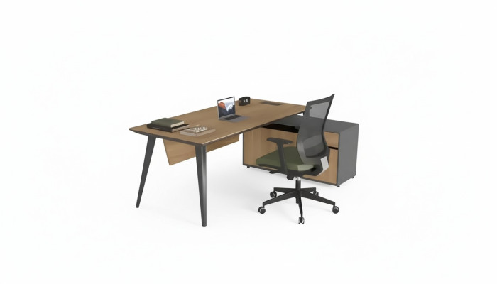 Escritorio en esquina, escritorio de oficina grande, escritorio de jefe, escritorios, muebles de oficina, marrón.