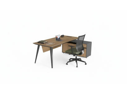 Escritorio en esquina, escritorio de oficina grande, escritorio de jefe, escritorios, muebles de oficina, marrón.