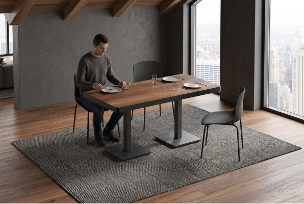 Mesa de comedor moderna de madera maciza muebles muebles de comedor marrón muebles de acero inoxidable