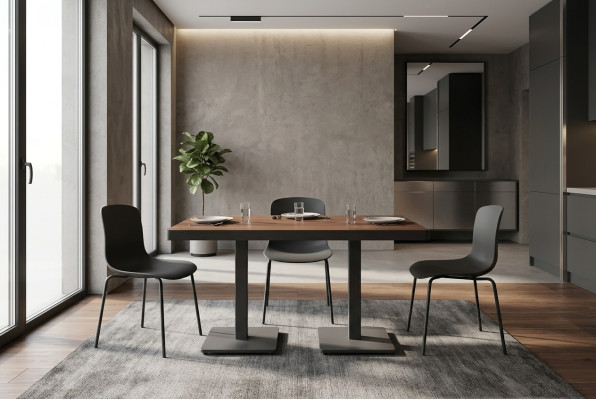 Mesa de comedor moderna de madera maciza muebles muebles de comedor marrón muebles de acero inoxidable
