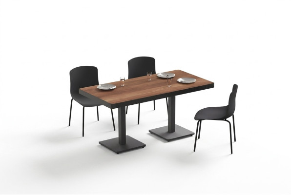 Mesa de comedor moderna de madera maciza muebles muebles de comedor marrón muebles de acero inoxidable