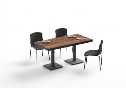 Mesa de comedor moderna de madera maciza muebles muebles de comedor marrón muebles de acero inoxidable