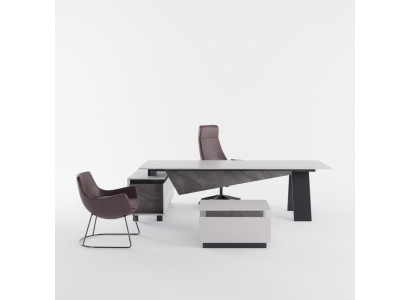 Muebles de oficina gris: escritorio, aparador, muebles de oficina modernos de madera