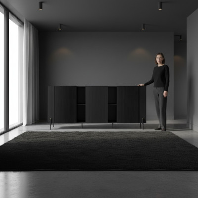 Cómoda de oficina moderna, sideboard de lujo, muebles de oficina bajos de madera nuevos.