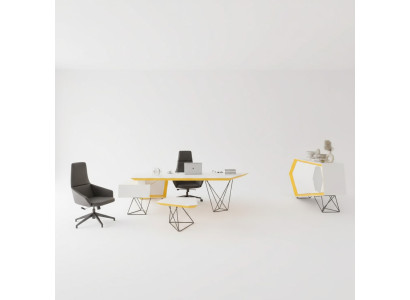 Estudio Oficina Escritorio de esquina Mesa de centro Aparador Moderno Blanco