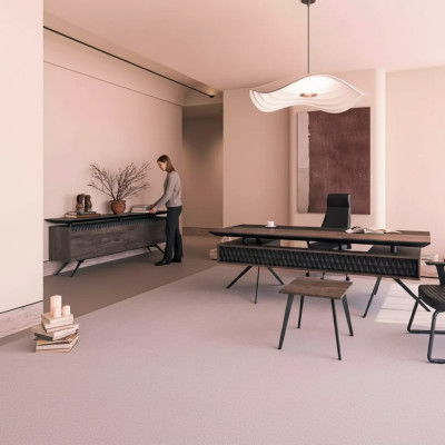 Estudio oficina escritorio mesa de centro aparador moderno madera marrón