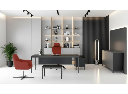 Escritorio de esquina, aparador, mesa de centro, oficina en casa, moderno, madera, negro