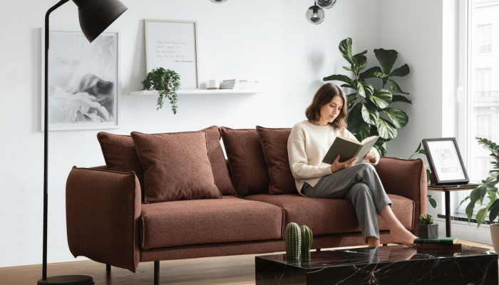 Sofá de sala de estar Muebles de sofá Mobiliario Sofá marrón Sofás Couches nuevos
