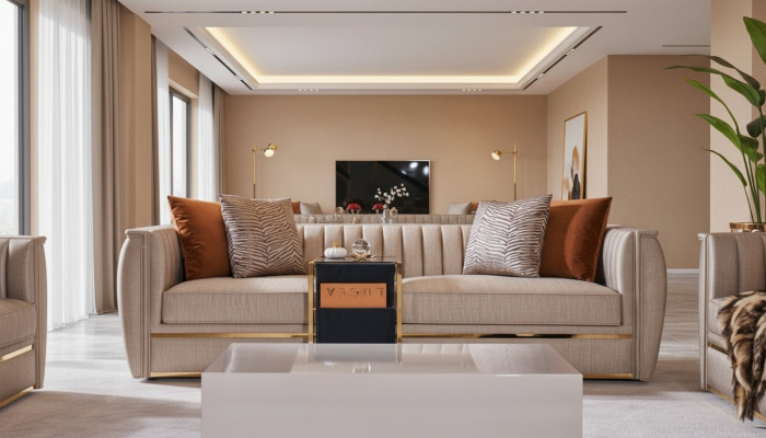 Mesas de centro de diseño de salón Mesa de madera beige Estilo de mesa de lujo moderno