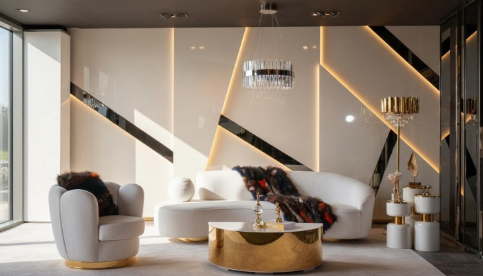 Moderno conjunto de sofá, sofá de tres plazas blanco, sillón de lujo, elegante mesa de centro.
