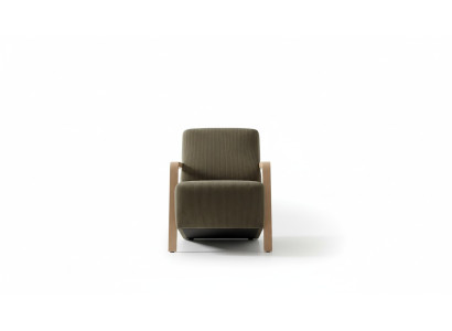 Diseño de sillón de una plaza para sala de estar, mueble acolchado cómodo, color verde.