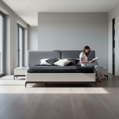 Juego de dormitorio de lujo moderno cama + 2 mesitas de noche Muebles de hotel Camas Loft