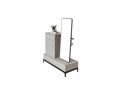 Conjunto de muebles de salón cómoda con espejo de madera estilo moderno blanco.