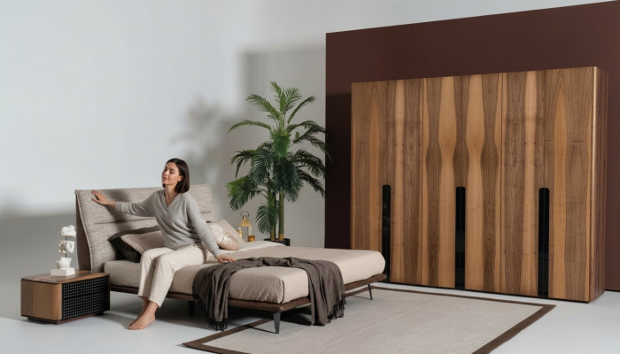 Muebles de dormitorio modernos de estilo italiano - conjunto de 4 piezas en gris