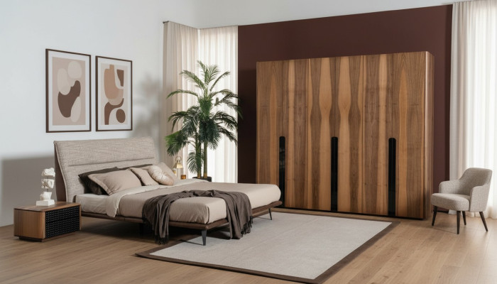 Muebles de dormitorio modernos de estilo italiano - conjunto de 4 piezas en gris