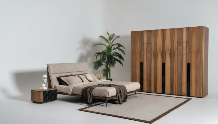 Muebles de dormitorio modernos de estilo italiano - conjunto de 4 piezas en gris