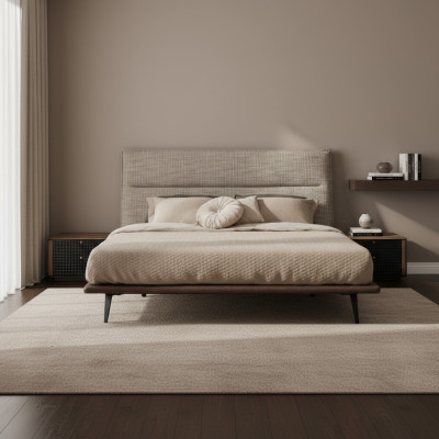 Diseño de cama de dormitorio de loft moderno estilo de cama de lujo gris nueva en estilo de muebles tapizados.