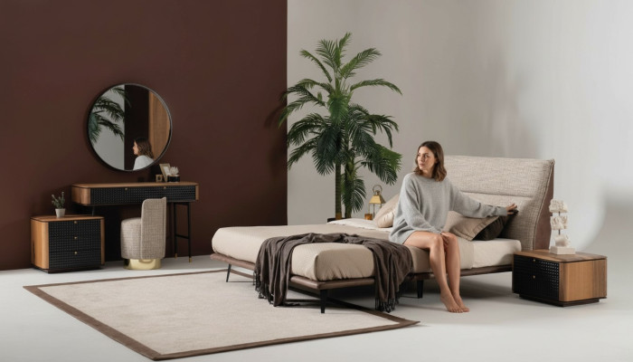 Juego completo de dormitorio: cama, tocador, espejo, taburete, conjunto de 6 piezas.