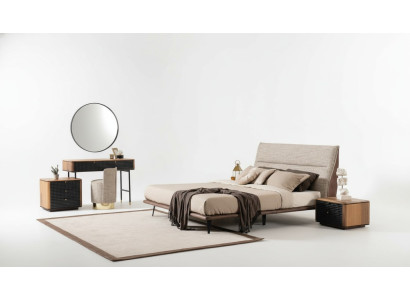 Juego completo de dormitorio: cama, tocador, espejo, taburete, conjunto de 6 piezas.