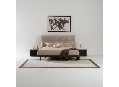 Cama de dormitorio italiana, 2x mesitas de noche, estilo de lujo moderno