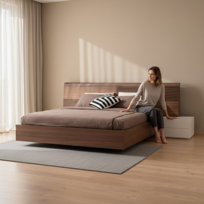 Luxury bedroom bed double beds design furniture 180x200 cm brown Hotel  Lujo cama de dormitorio doble camas diseño muebles 180x200 cm marrón Hotel
