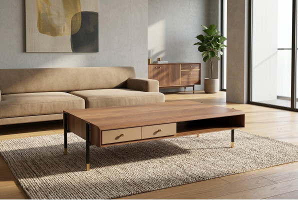 Mesa de centro de sala de estar de madera de diseño de lujo mesa de centro de madera de diseño de lujo en marrón nuevo
