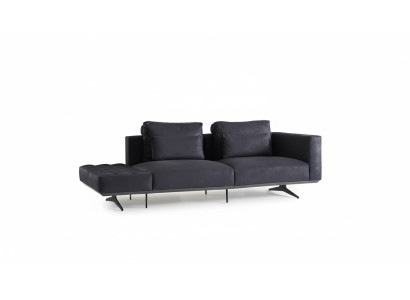 Diseño de sofá de 3 plazas en textil, sofá acolchado en negro.