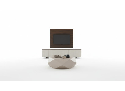 Mueble de televisión de lujo Soporte para televisión Aparador Mesa de centro Panel de televisión de 3 piezas