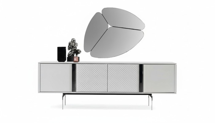 Salón moderno espejo aparador armario diseño elegante lujo nuevo gris 2 piezas