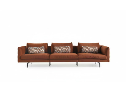 Sofá de sala de estar de 4 plazas, cojín de asiento de sillón de diseño marrón.