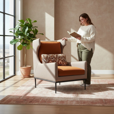 Sillón de sala de estar sofá diseño tapicería textil 1 asiento sofás tapizado