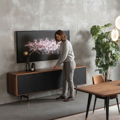 Aparador de sala de estar estilo de lujo marrón moderno de madera Sideboard Loft 228cm