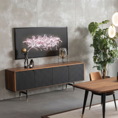 Aparador de sala de estar estilo de lujo marrón moderno de madera Sideboard Loft 228cm