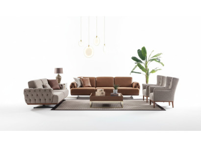 Sofá conjunto de 4 piezas. Juego de muebles de sofá diseño Chesterfield.