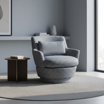 Silla de lujo de diseño de madera con tela, sofá de una plaza, lounge club