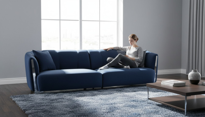 Sala de estar sofá diseñador textil asiento cojín diseño azul