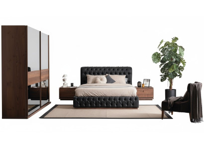 Cama Armario 2x Mesita de noche Lujo Dormitorio Acolchado Diseño nuevo