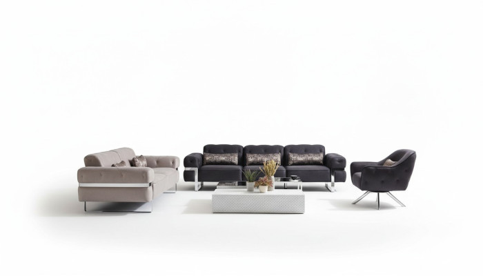 Sofá conjunto Set 431 asiento 3x mesas de sofá conjunto de sofás diseño mesas 6 piezas.