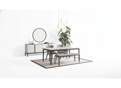 Conjunto de comedor Mesa 2 sillas Aparador Espejo Banco Grupo de comedor de 6 piezas Nuevo