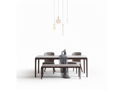 Comedor Mesa de comedor Muebles de lujo Diseño Material Madera Moderno Gris