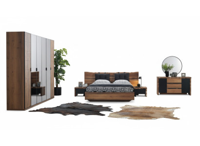 Dormitorio cama 2x mesita de noche armario cómoda espejo set de 6 piezas