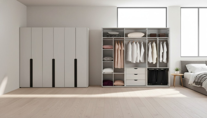Armario de dormitorio de madera de lujo con diseño moderno y nuevo.