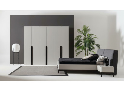 Cama 2x Mesita de noche Armario de lujo de madera Dormitorio Hotel Conjunto de 4 piezas.