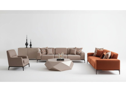 Muebles de estilo italiano Conjunto de sofá de sala de estar 431 Asiento Aparador Mesa de 6 piezas